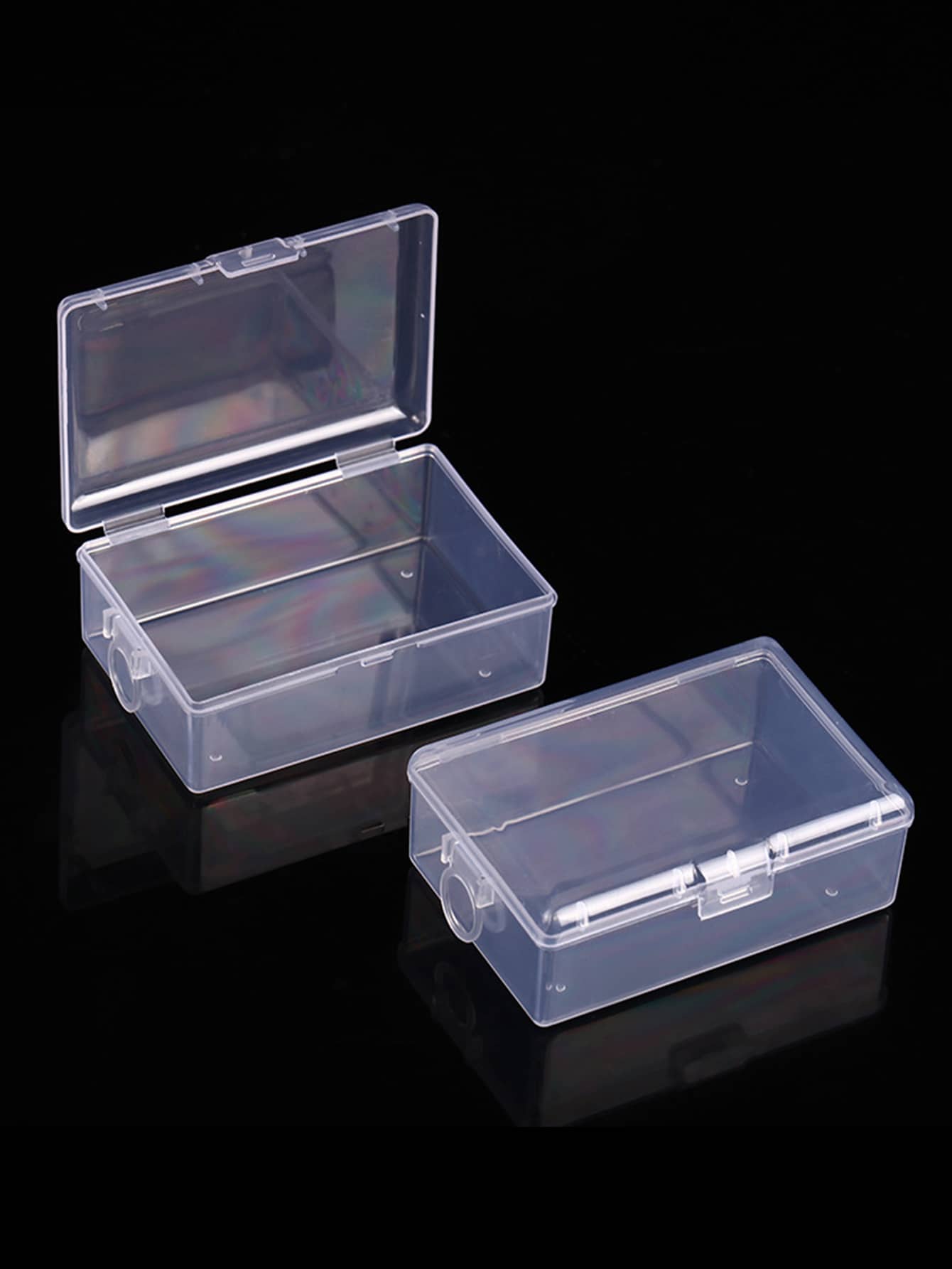1pc Clear Plastic Desk Storage Box, Small Rectangle Storage Case For Household