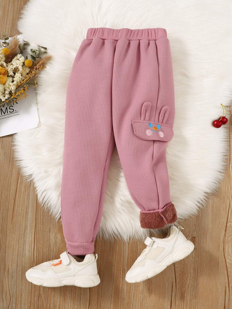 Young Girl 3D Ears Design Thermal Lined Pants