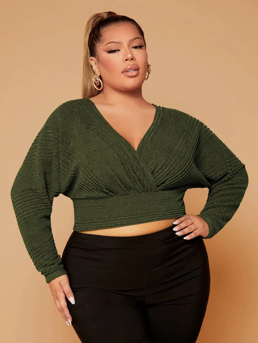 SHEIN SXY Crop T-Shirt mit überlappendem Kragen
