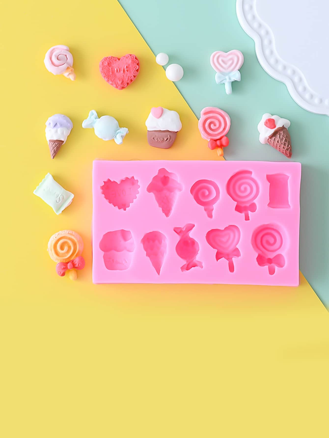 1 pièce Moule en silicone en forme de cœur et de sucette DIY, moule en silicone parfumé rose pour savon DIY
