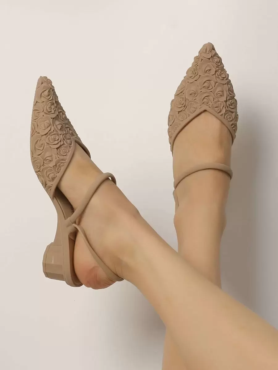 New Pointed Low Heel Women's Slippers, Fashionable Strap Open Toe Sandals For Summer, Elegant Women Outdoor Slipper