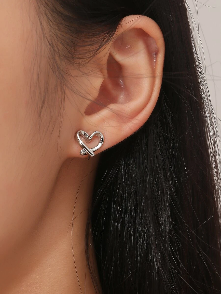 Pendientes con pinza con decoración en forma de corazón para el Día de San Valentín