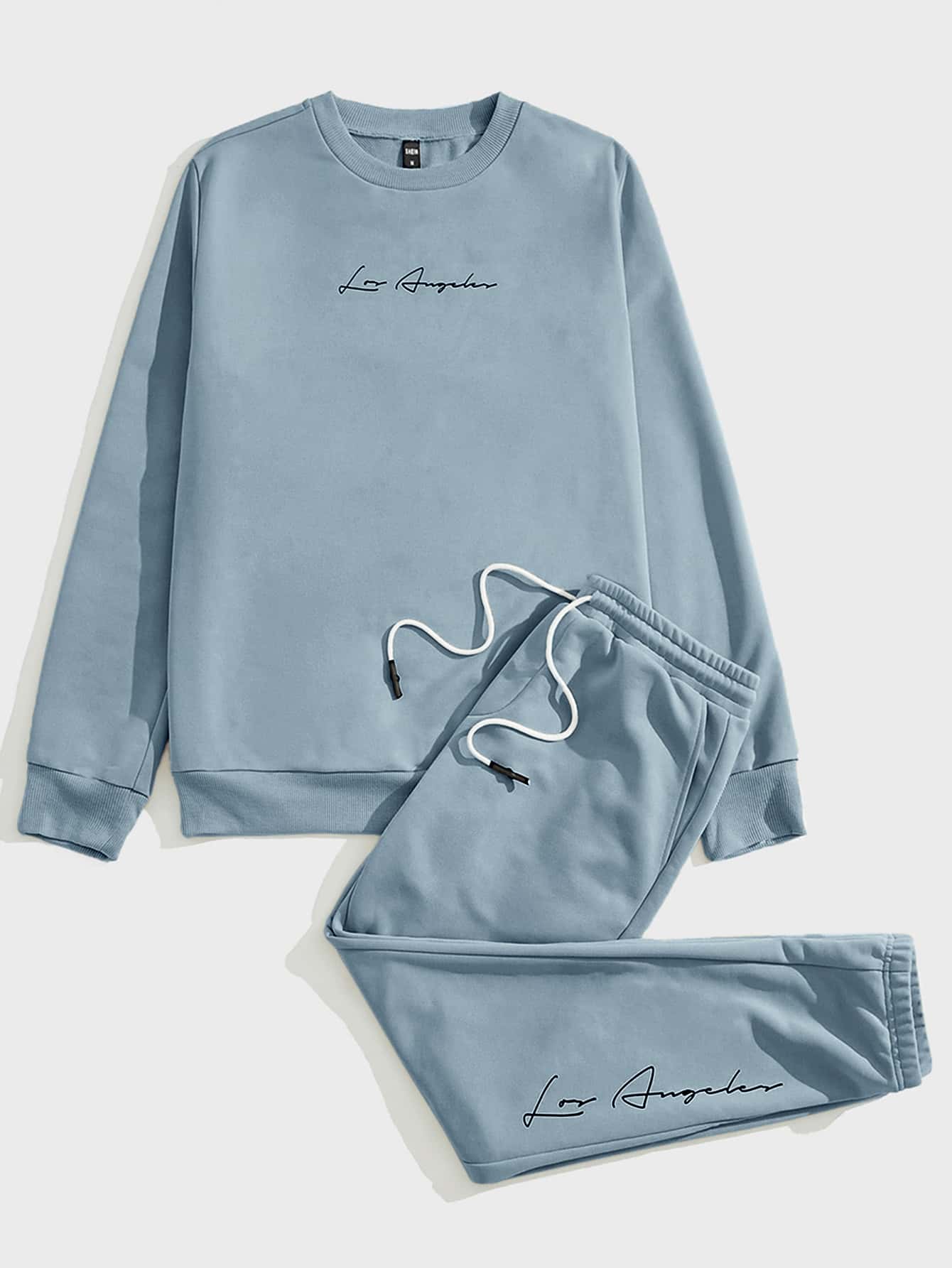 Manfinity ModaGents Men Letter Graphic Pullover & Drawstring Waist Sweatpants