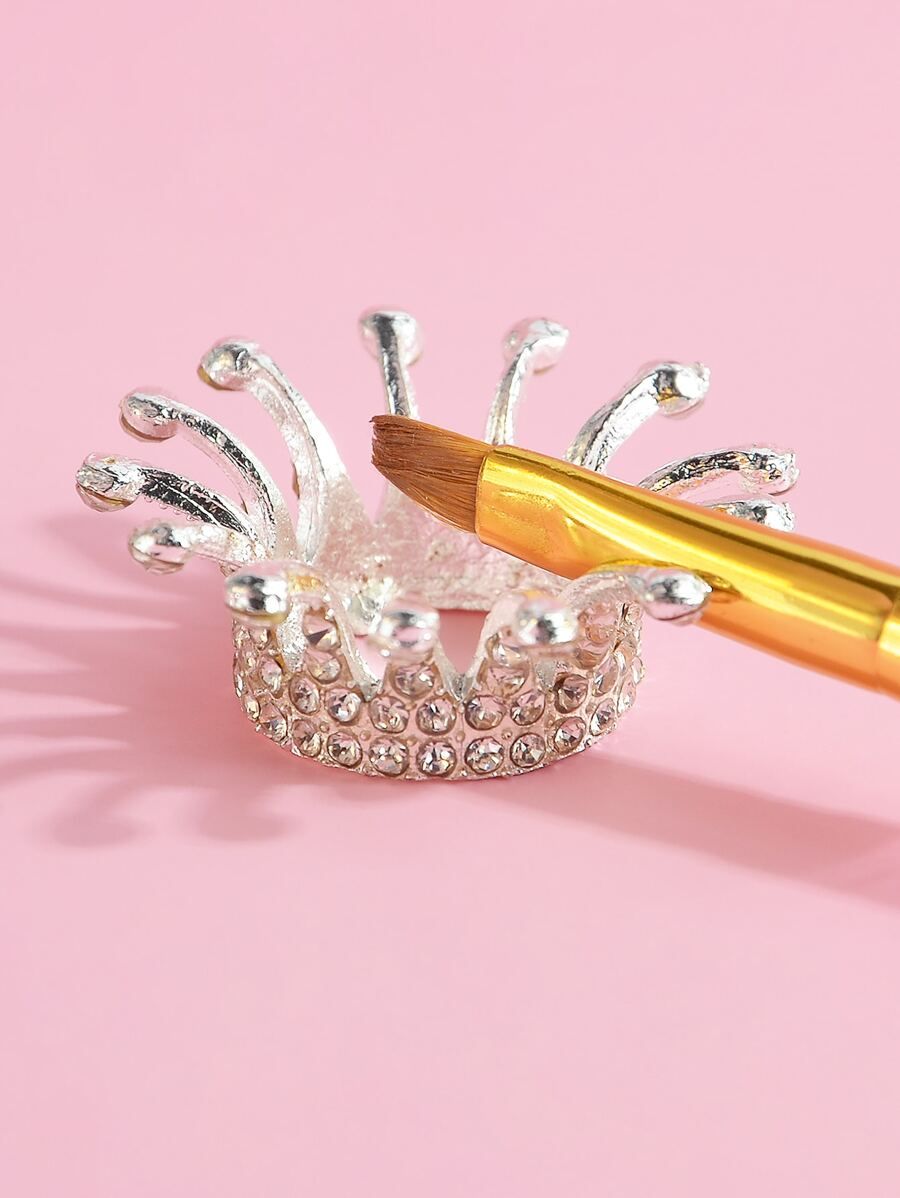 Viral Silberne Krone Strass Nagelkosmetikhalter - Premium Nagelkunst-Organizer mit Diamantakzenten für Salon & DIY Aufbewahrung