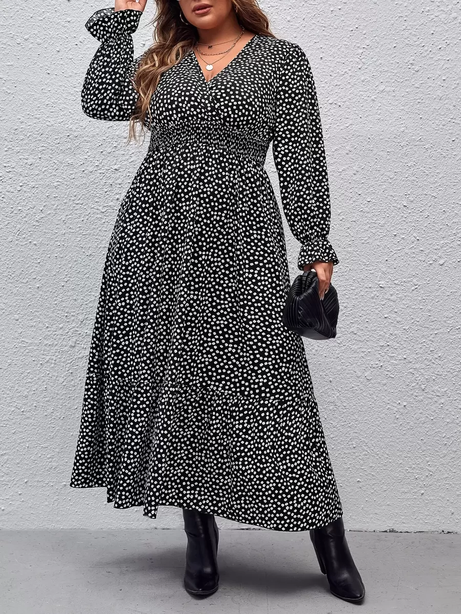 SHEIN Clasi Plus Ditsy Floral Flounce Sleeve Dress