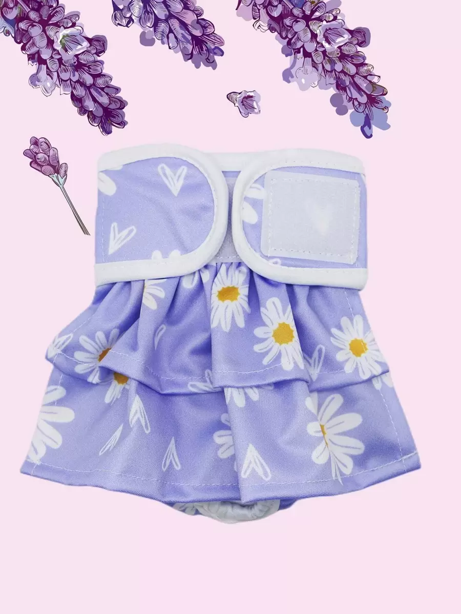 Pantalones sanitarios para mascota con estampado floral