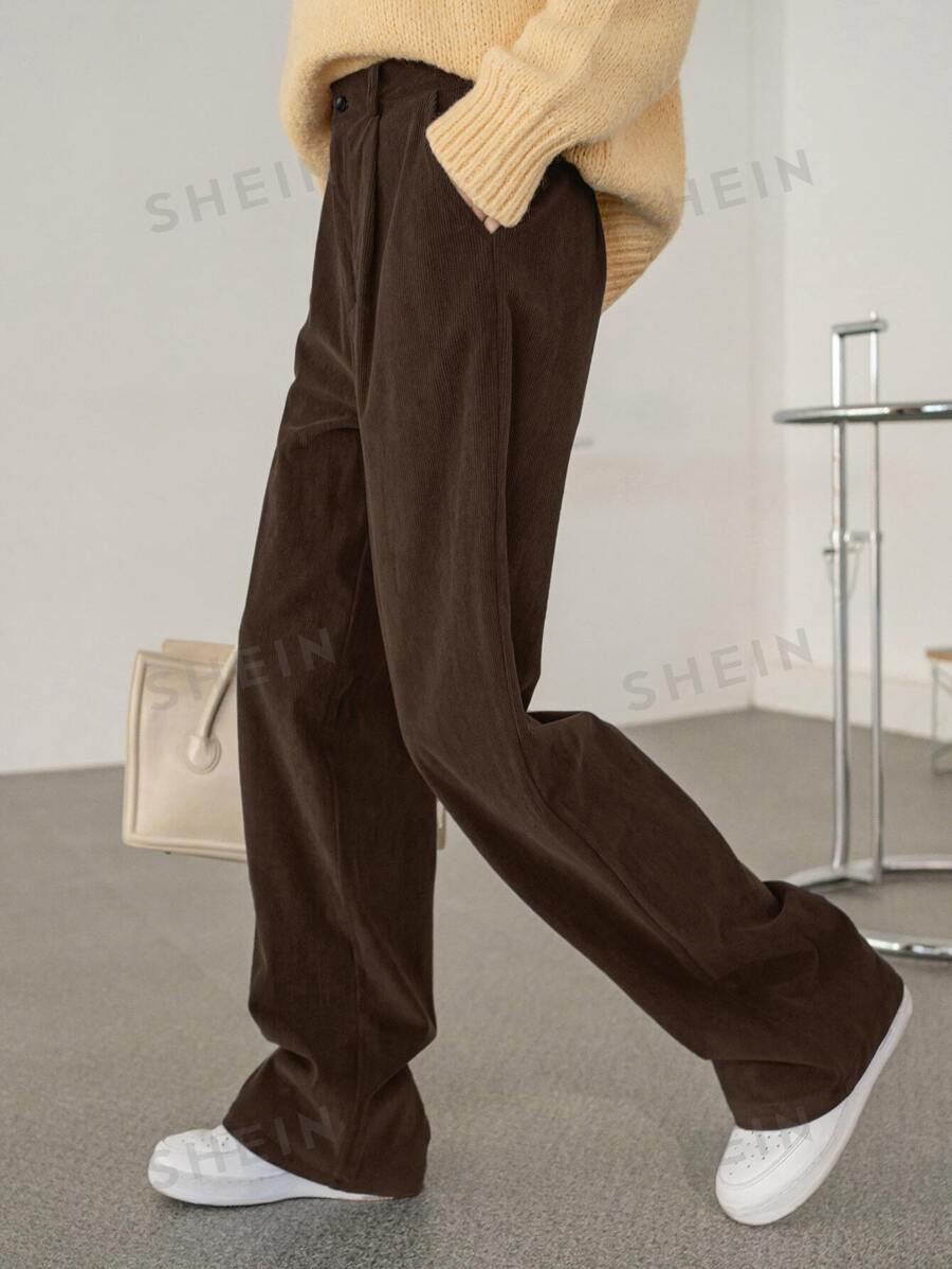 DAZY Pantalones rectos de unicolor para uso empresarial y casual, otoño