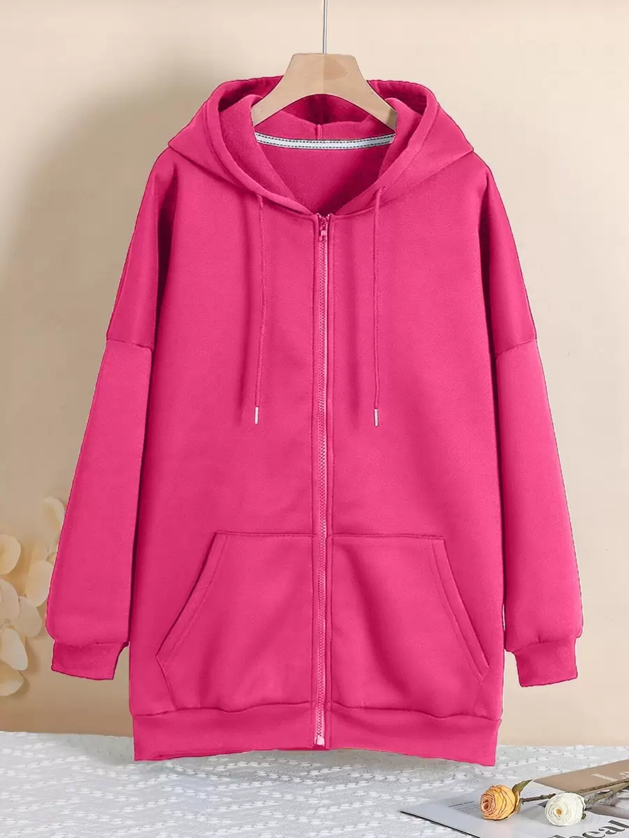 INAWLY Capuche longue zippée avec cordon de serrage, doublure thermique, épaules tombantes, pour l'hiver