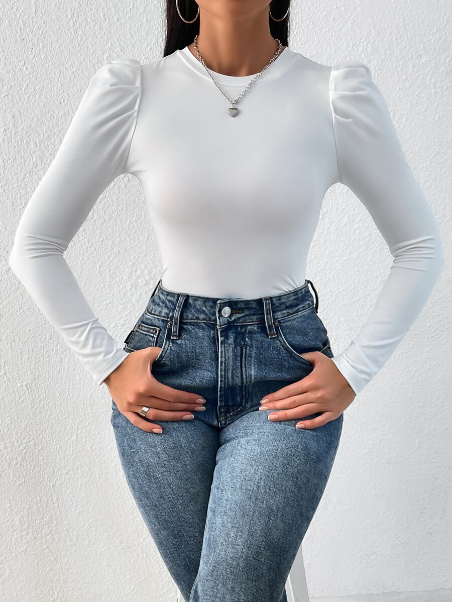 Firerie T-shirt unicolore manches bouffantes