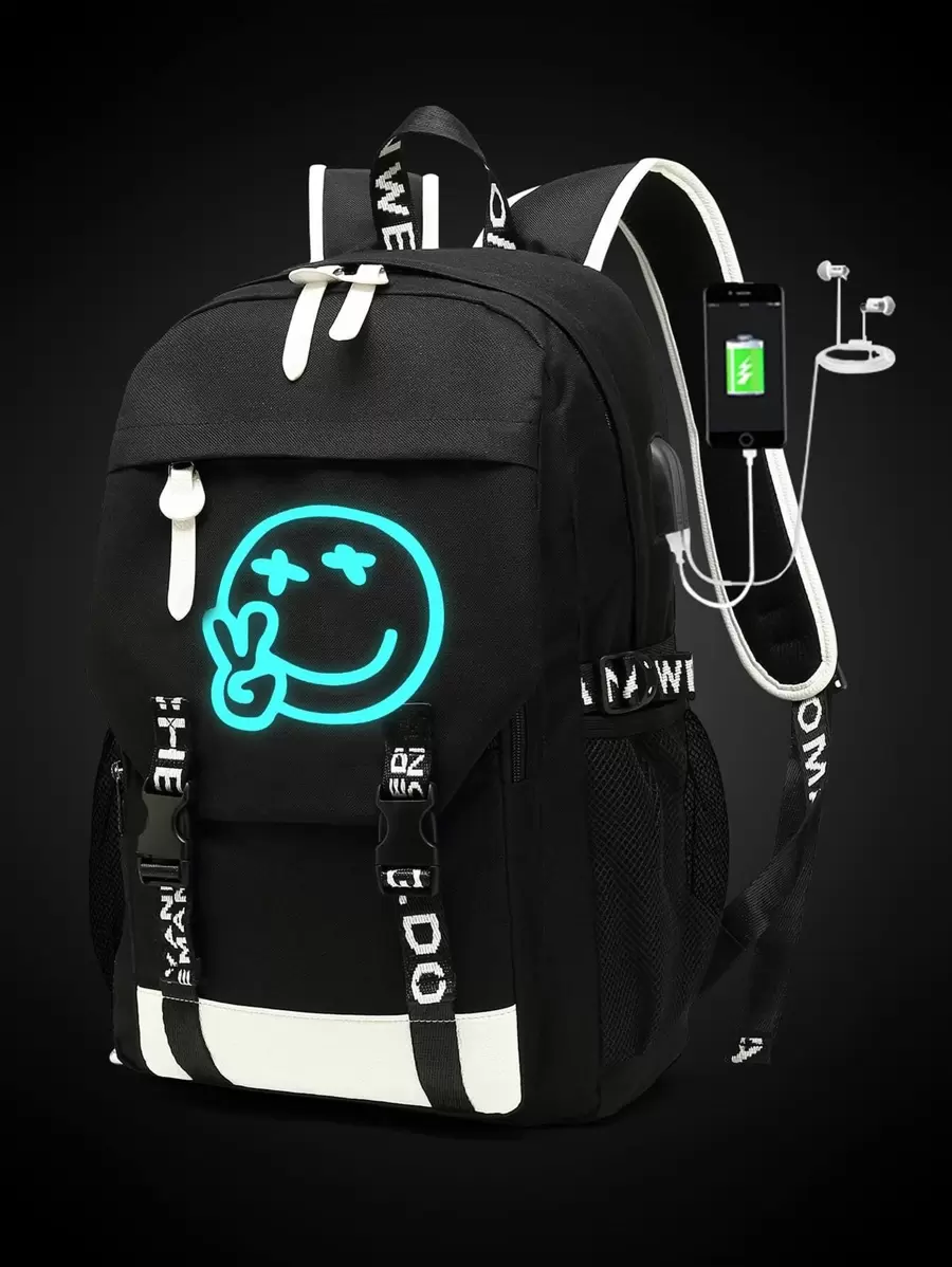Luminous Backpack Men, Large Capacity Travel Rucksack, Daily Casual Backpack, Great (Printed Webbing Is Random) For Men Student Winter Gifts Multi-Functional Outdoor Men's Backpack Vacation Chest Bag For Men Side Bags For Men Satchel Bag Hobo Bag Hip Bag Gifts For Men Valentine Day Black Bag Travel Essentials Holiday Essentials School Bag Camping Travel Bag Stickers Summer Back To School Valentine Gifts For Men Laptop Case The Sporty Life Bag Pack Backpacks Travel Must Haves Large Bag Spring, School Supplies, School Backpack, School Bag, Backpack For School, Back To School Backpack, School Bookbag, Big Backpack, Backpack School, Back To School Bags, Waterproof, Laptop Compartment, Lightweight, Portable, Classic Casual, Cute, Boys And Men, Perfect For Back To School, First Day Of School, Elementary School