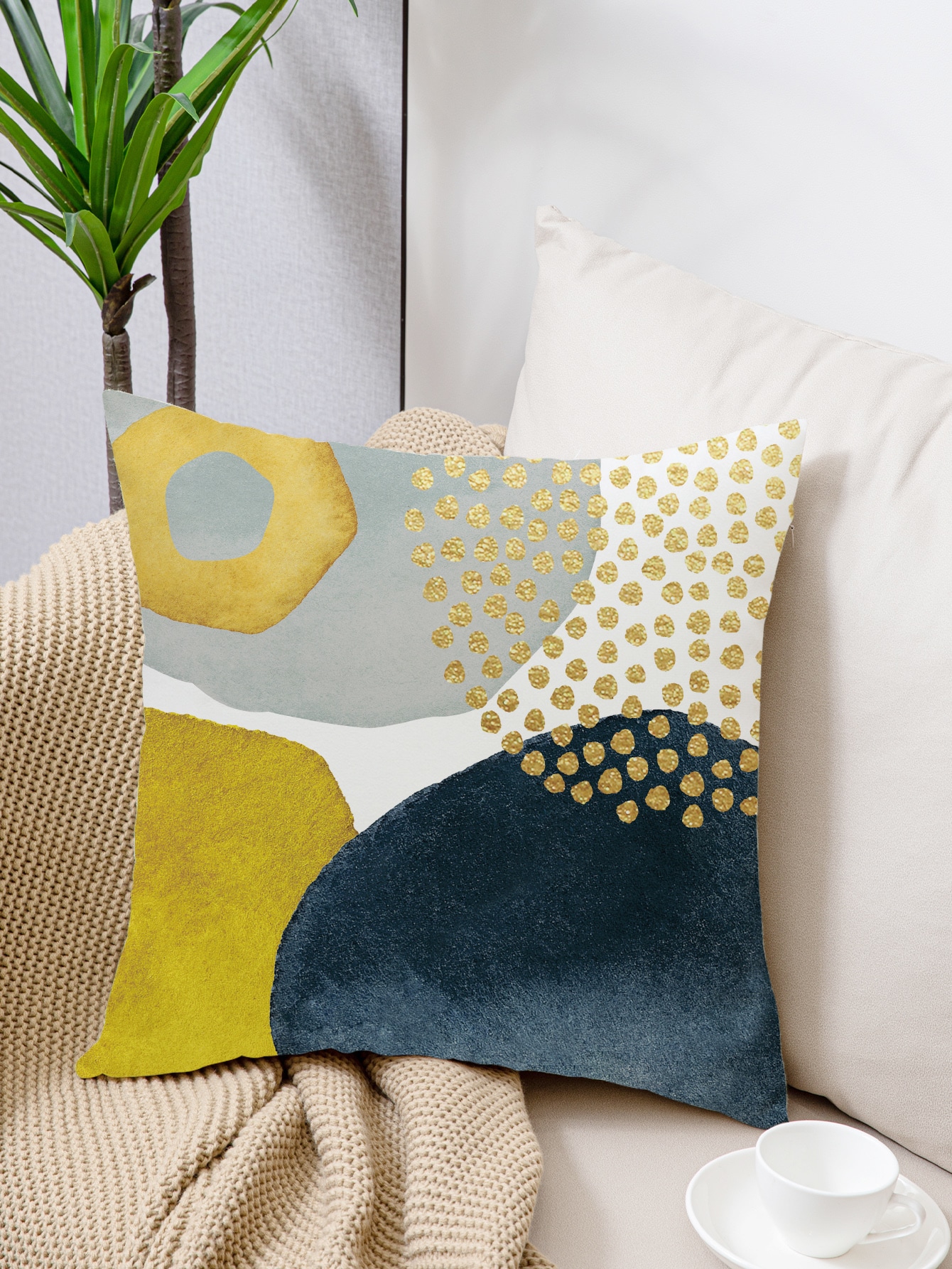 Geometric Print Cushion Cover Without Filler