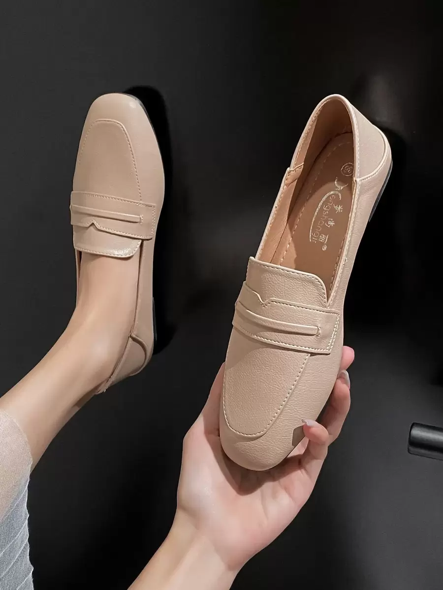 Mengshangli Ladies' Elegant Slip-on Loafers, Low Heel Flat Shoes