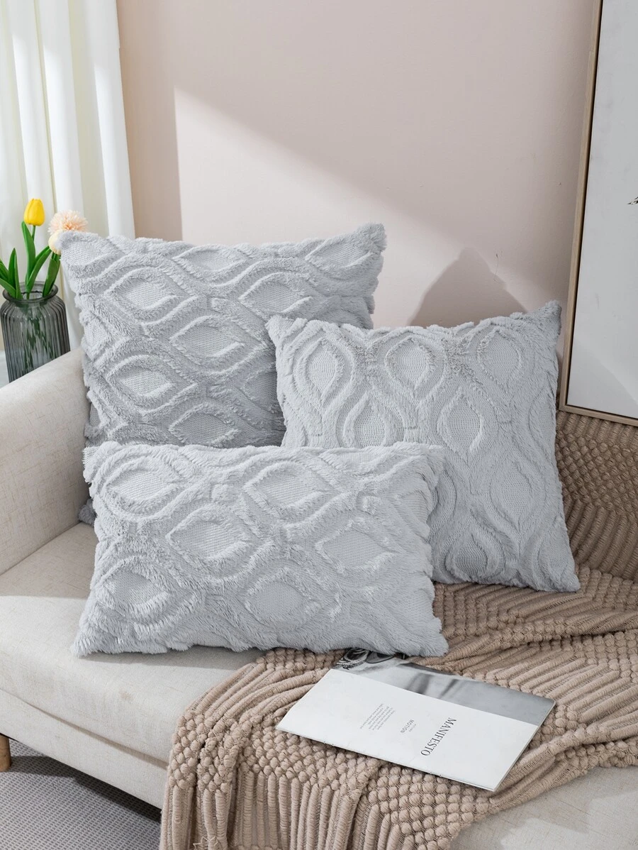 1 Stück geometrischer, getufteter Fuzzy-Kissenbezug, weicher Polyester-Kissenbezug für Heimsofa, Kisseneinsatz nicht im Lieferumfang enthalten