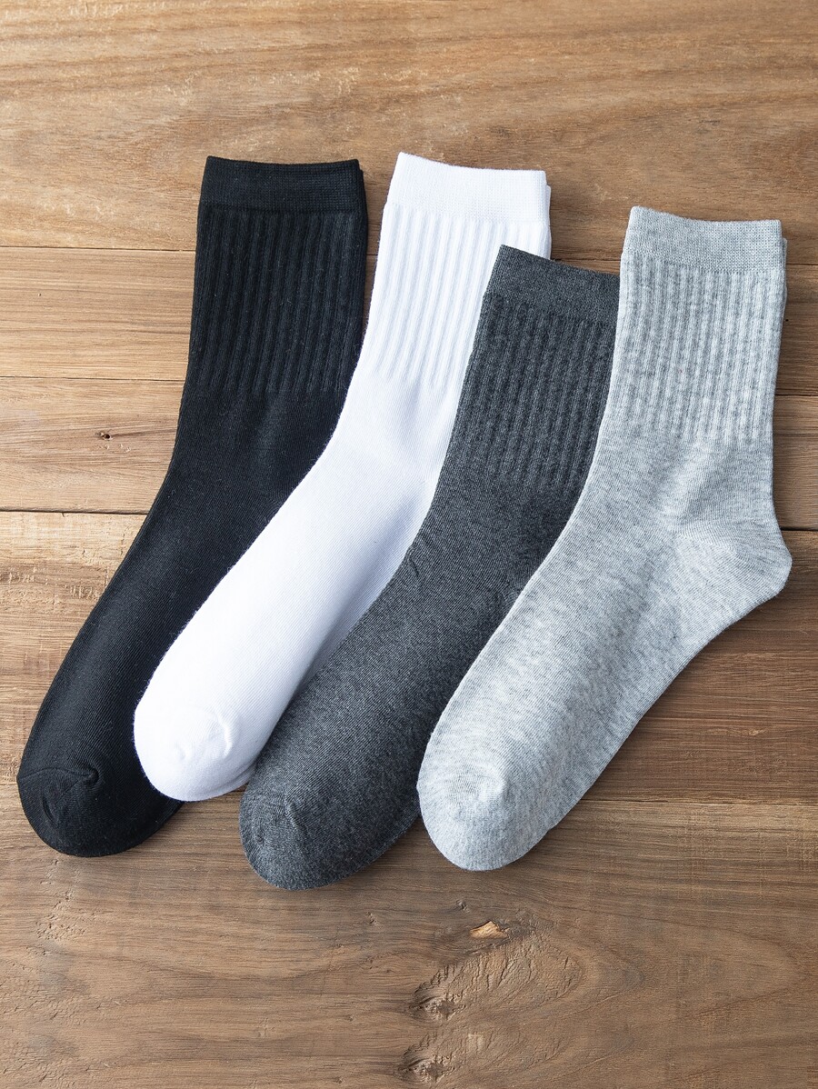 1/4 Pair Men High-Elasticity Sports & Casual Mid-Calf Socks