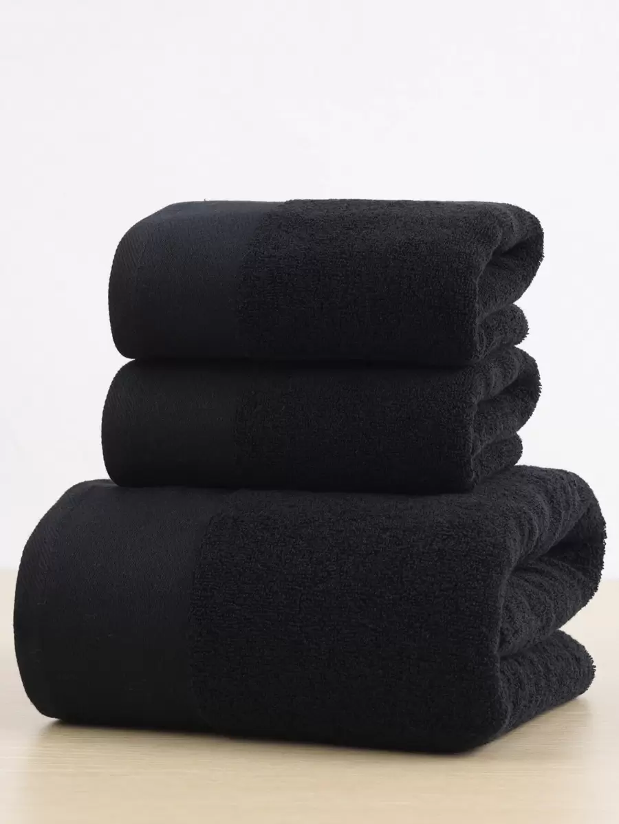 QIBHI 1/3 Pcs Plain Color Satin Bath Towel, Absorbent & Soft, Bathroom Towel Back To School For Beauty Salon Home Bathroom