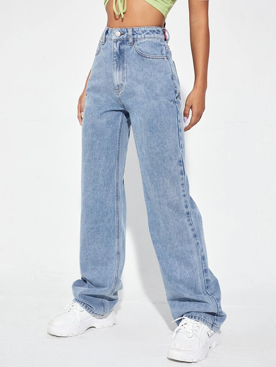 RueChic High Waist Straight Leg Jeans
