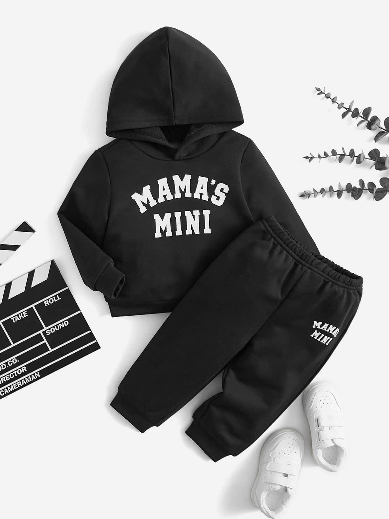 SHEIN Baby Letter Graphic Hoodie & Sweatpants