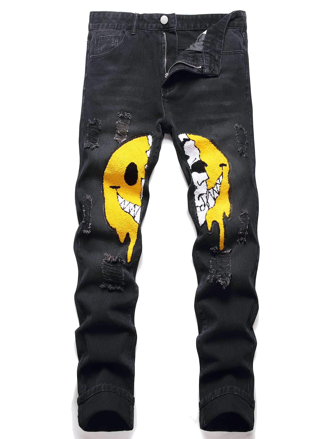 Men Cartoon Graphic Ripped Jeans