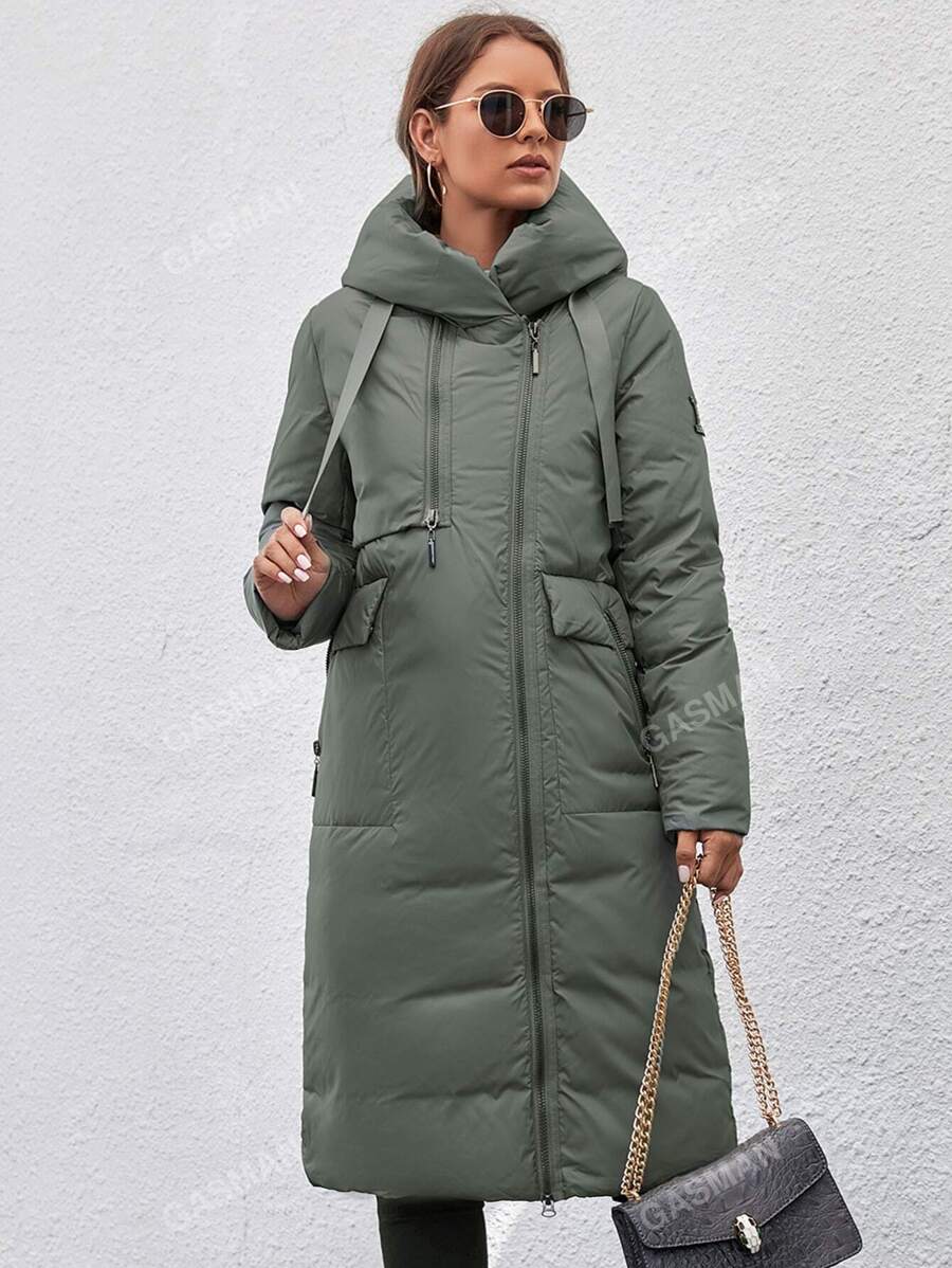 GASMAN Zip Up Drawstring Hooded Padded Coat