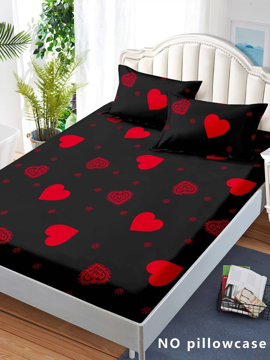 1pc "True Love Forever" Fitted Sheet, Everyday Casual Home Supplies