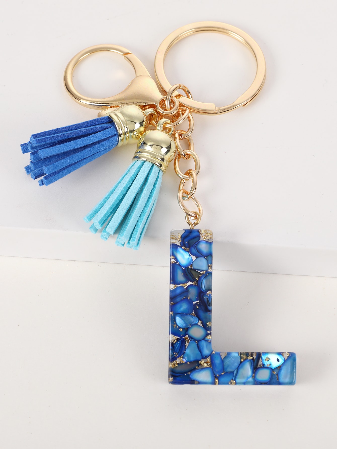 Tassel & Letter Charm Keychain