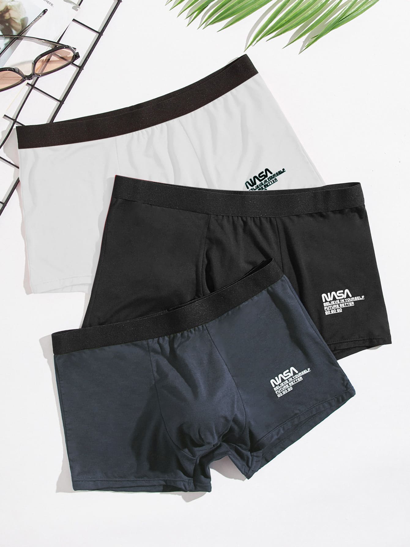 Men 3pcs Letter Graphic Boxer Brief