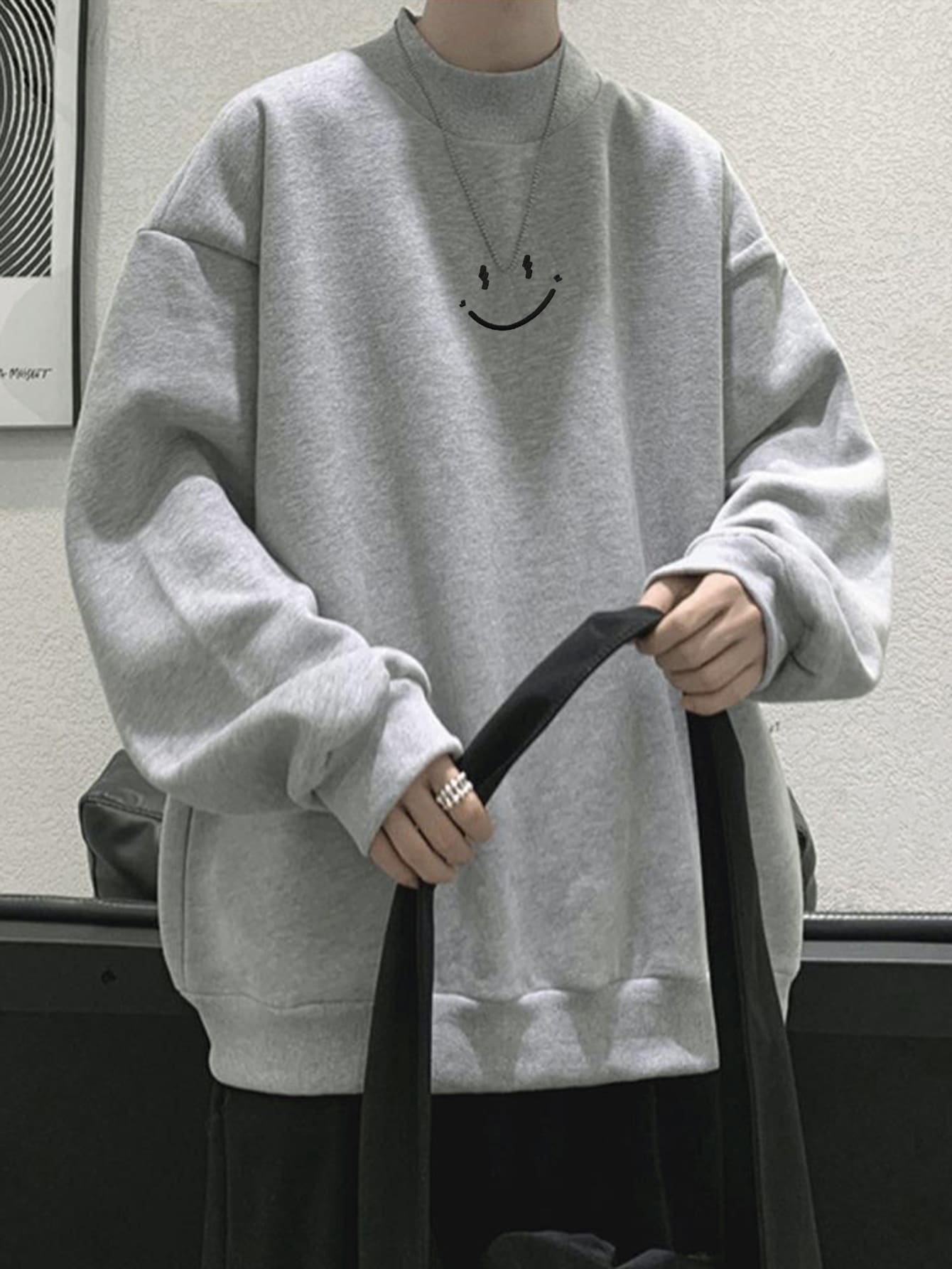 Manfinity Hypemode Losse pasvorm Cartoon gezicht print Opstaande hals Sweatshirts Voor mannen