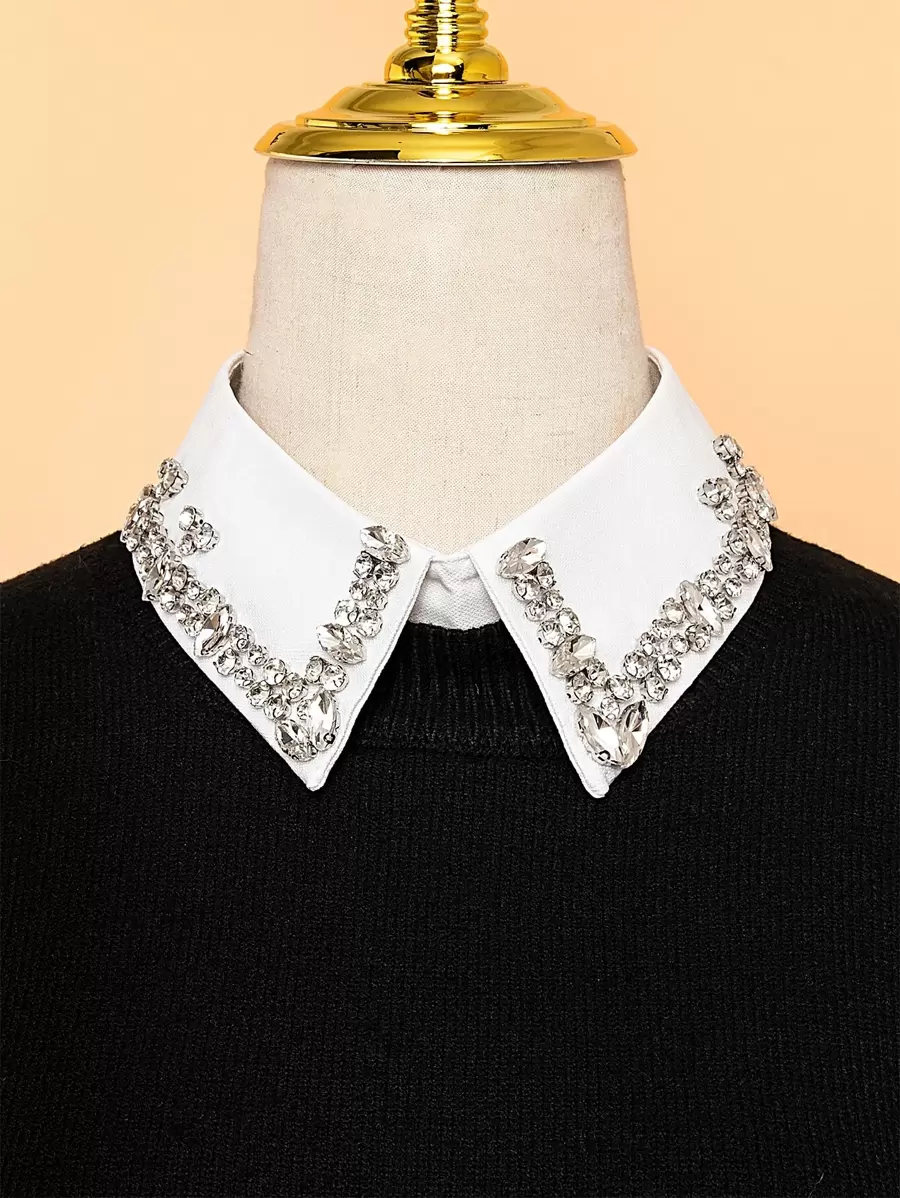1 szt. Dekoracja z kryształków Dickey Collar dla kobiet Fałszywy kołnierz dla kobiet Odpinany kołnierz, Akcesoria szkolne dla kobiet