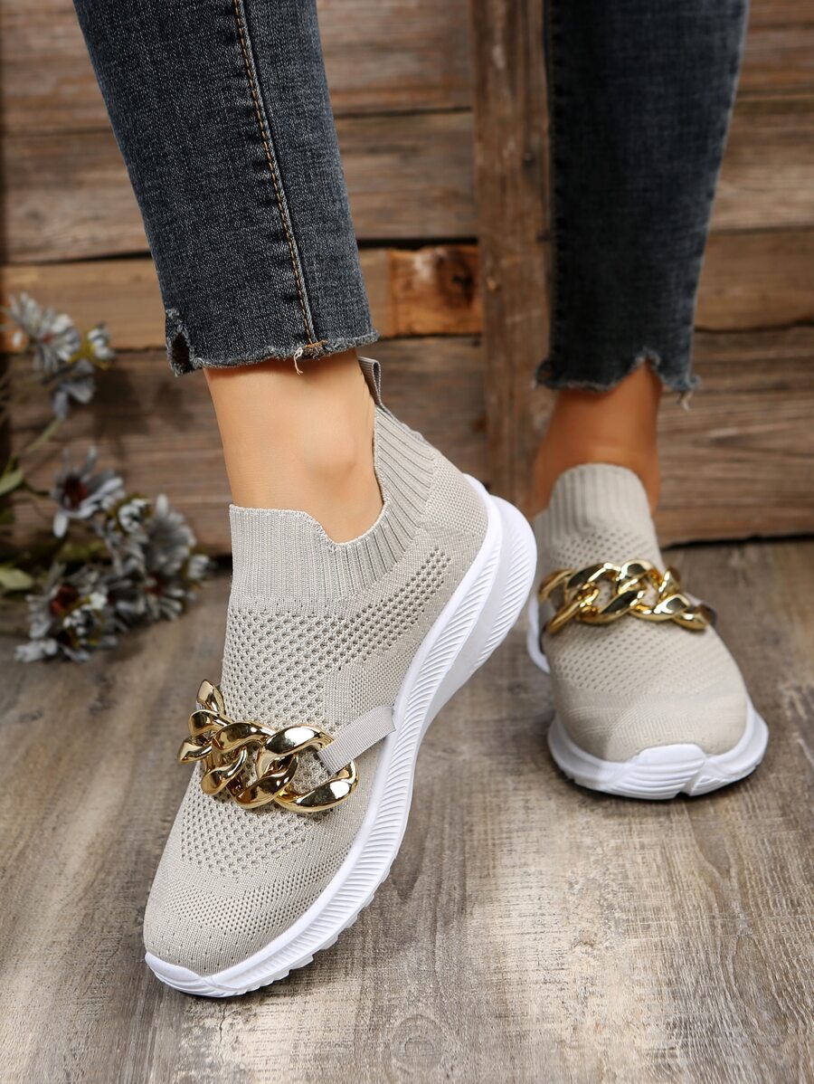 Chain Decor Slip-On Running Shoes