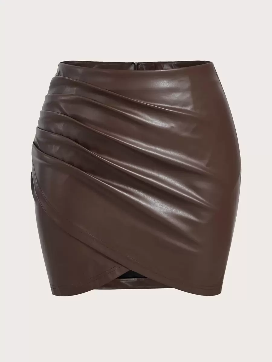 SHEIN ICON Falda cruzado PU