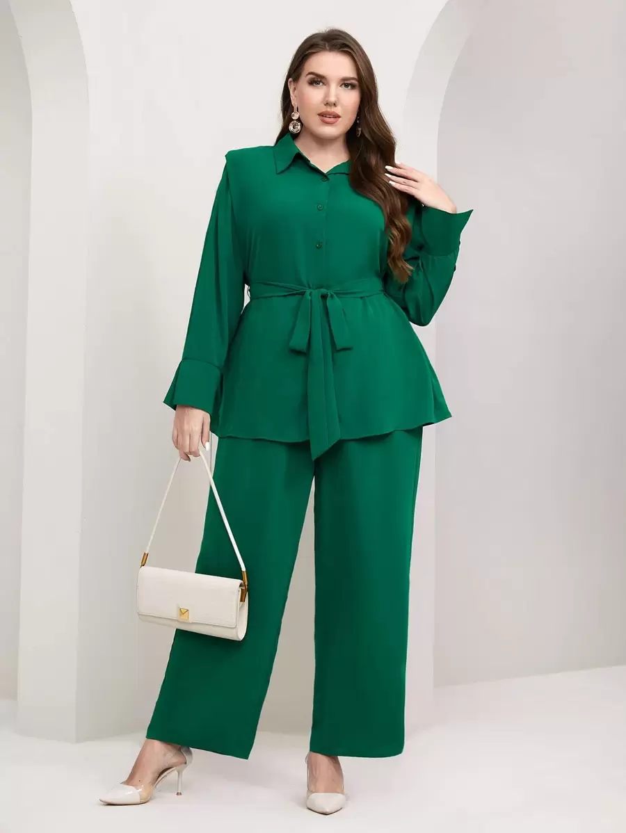 Mulvari Elegant Eenkleurig Grote maat set Riem Voorpand met Knoopjes