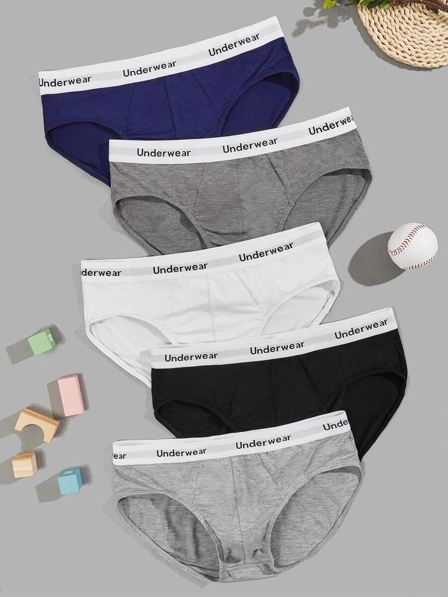 Manfinity Hombres 5 piezas Calzoncillos de cintura con cinta con letra