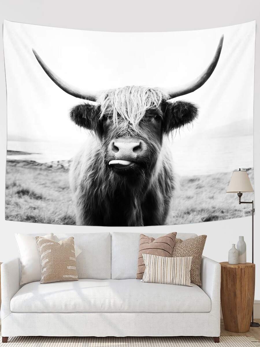 Arazzo con motivo bovino, bandiera per camera da letto, decorazione per camera, arazzo, decorazione per parete, opera d'arte per pareti, articoli per camera, bandiere per camera, decorazione domestica, arazzo da parete