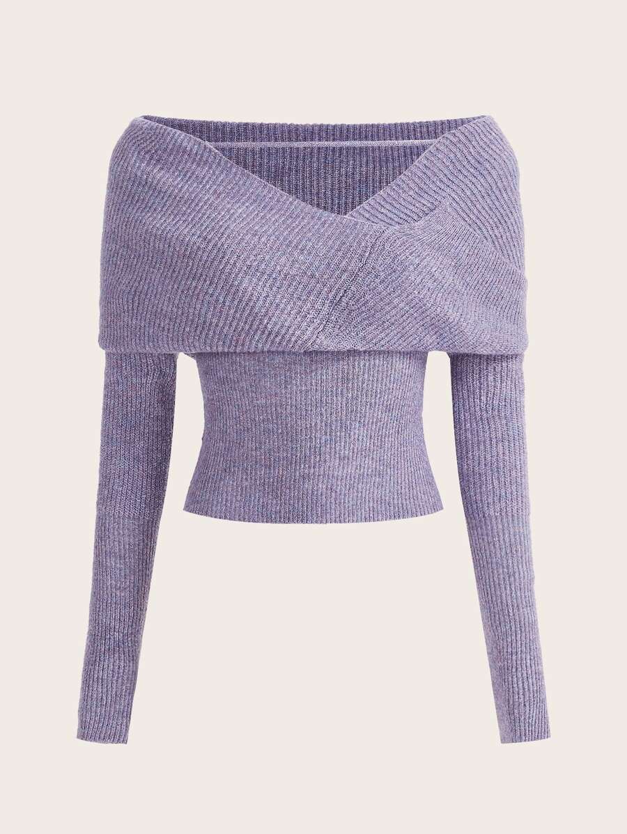 BizChic Foldover Ribbed Knit Sweater