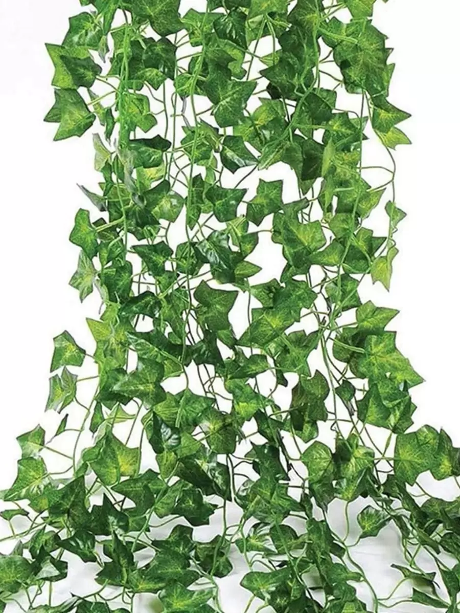 1/5/12 Stück Künstliche grüne Pflanzen Wand Hängende Reben Plastik Grüne Blatt Reben für Außenhof Garten Gartendekoration Zuhause Esszimmer Schlafzimmer Hintergrund Wand Ofen DIY Material Blumen Kranz Hochzeitsdekoration, Valentinstag, Herbst Neujahr Dekoration, Valentinstag, Geschenk