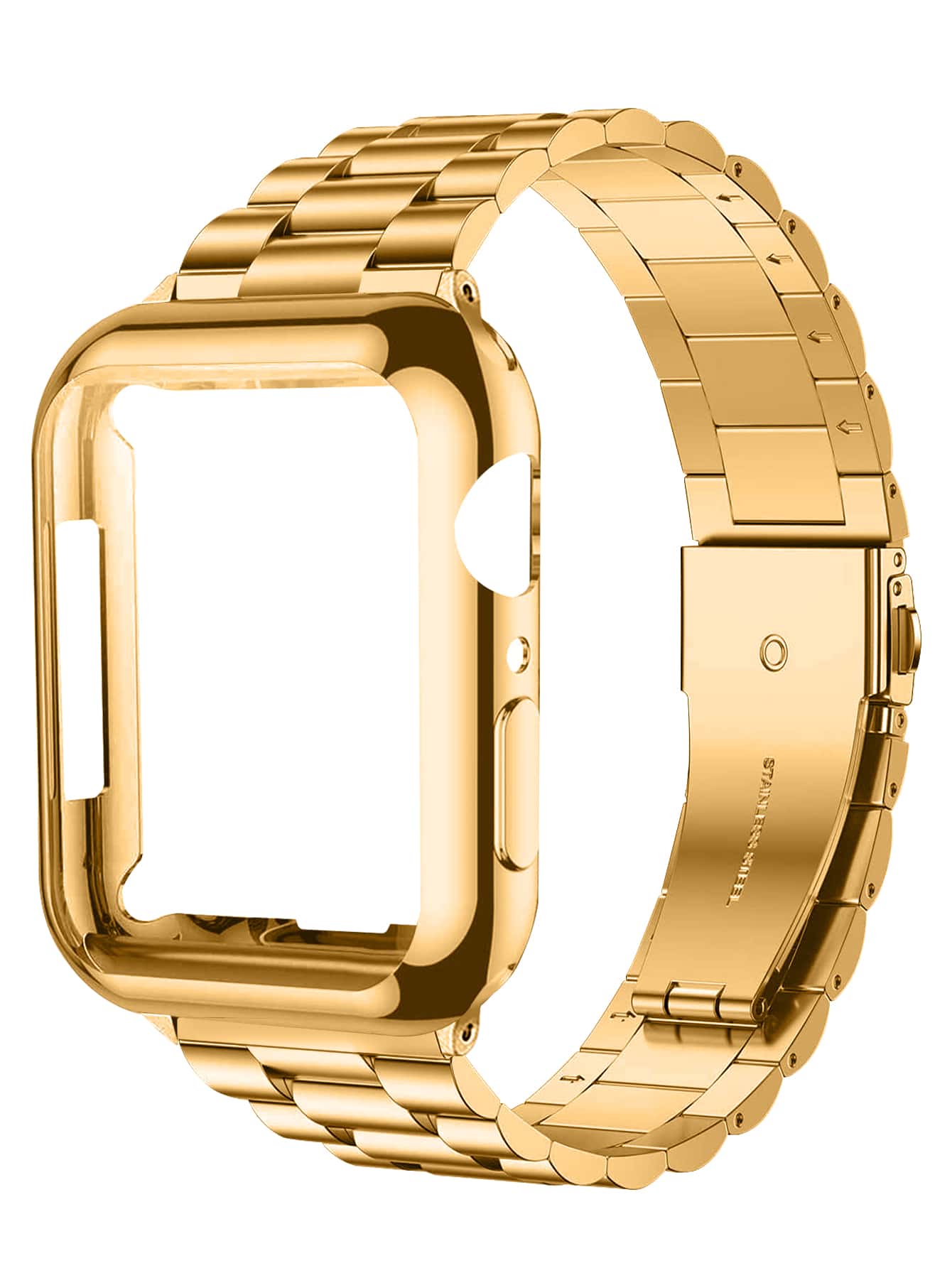 2 In 1 Stainless Steel Watchband & Case Compatible With Apple Watch