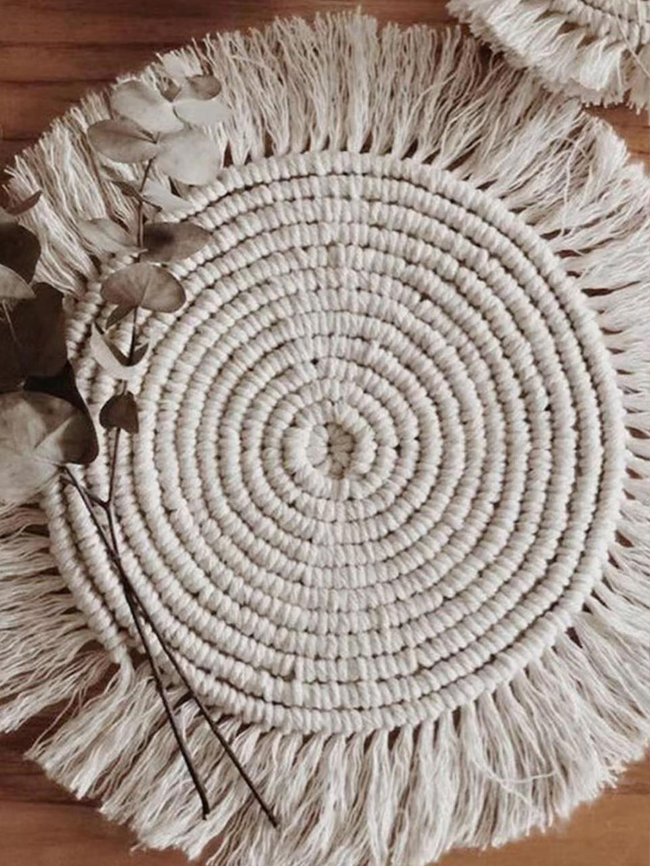 1pc Handmade Woven Coaster, Nordic Style Round Non-Slip Pad For Dining Table, Restaurant, Party Decoration