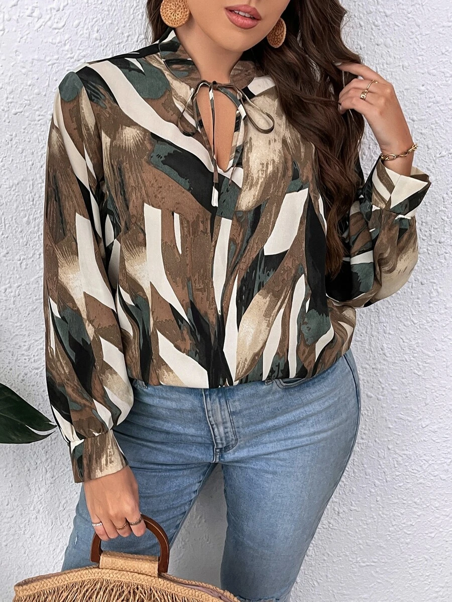 SHEIN LUNE Bluse mit Schleife am Ausschnitt