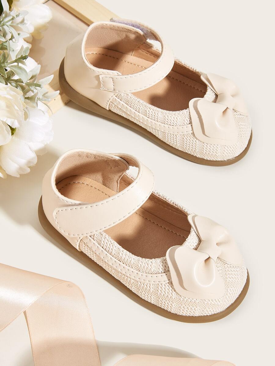 Girls Bow Decor Ankle Strap Flats