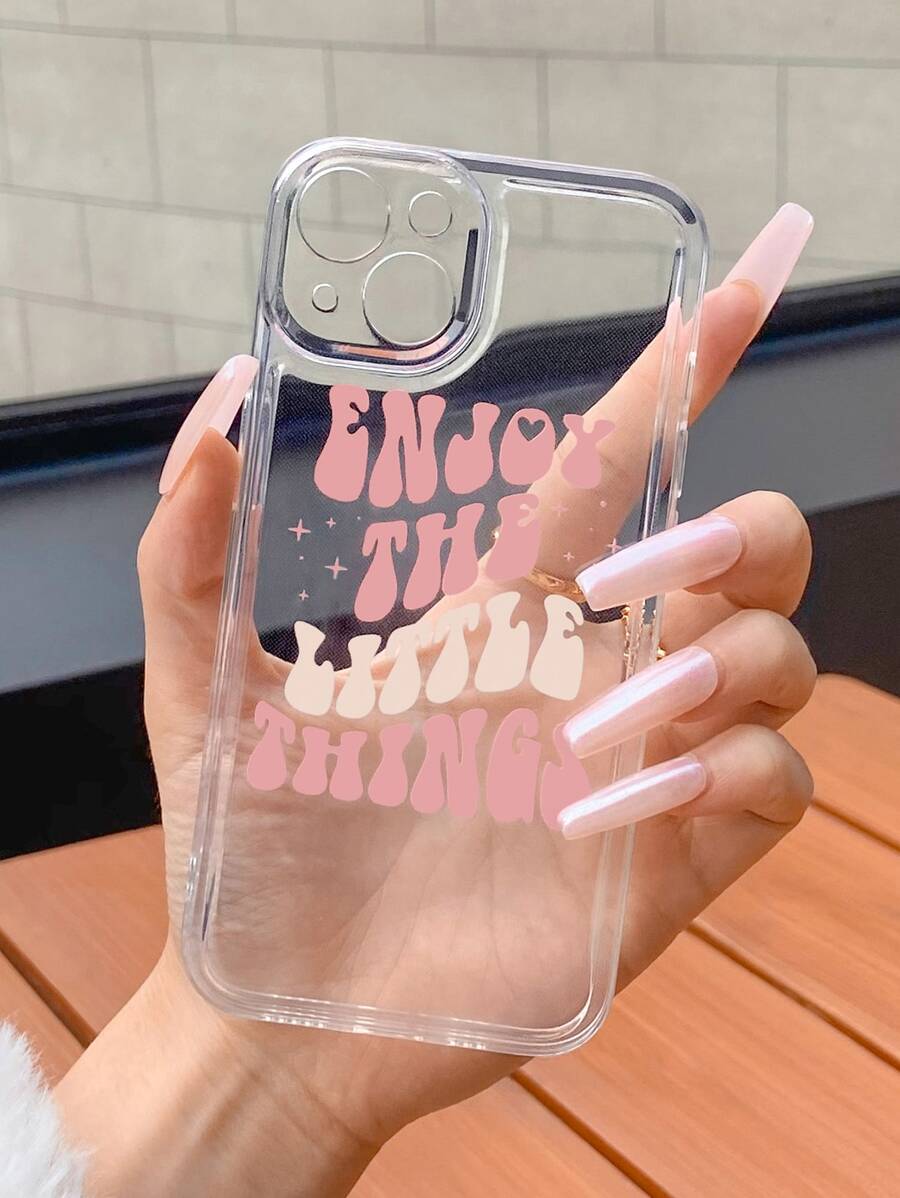 1pc Colored English Slogan Printed Phone Case Compatible With IPhone Compatible With IPhone 11,IPhone 13,IPhone 14 Pro Max