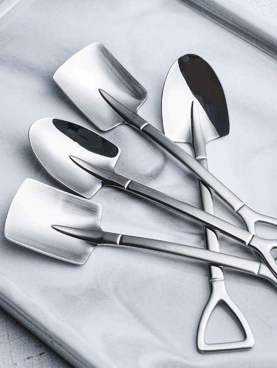 4pcs Dessert Couple Spoon, Shovel Spoon, Creative Cute Little Spoon, Stainless Steel Household Eating Watermelon Shovel Spoon ,Kitchen,Christmas Gift