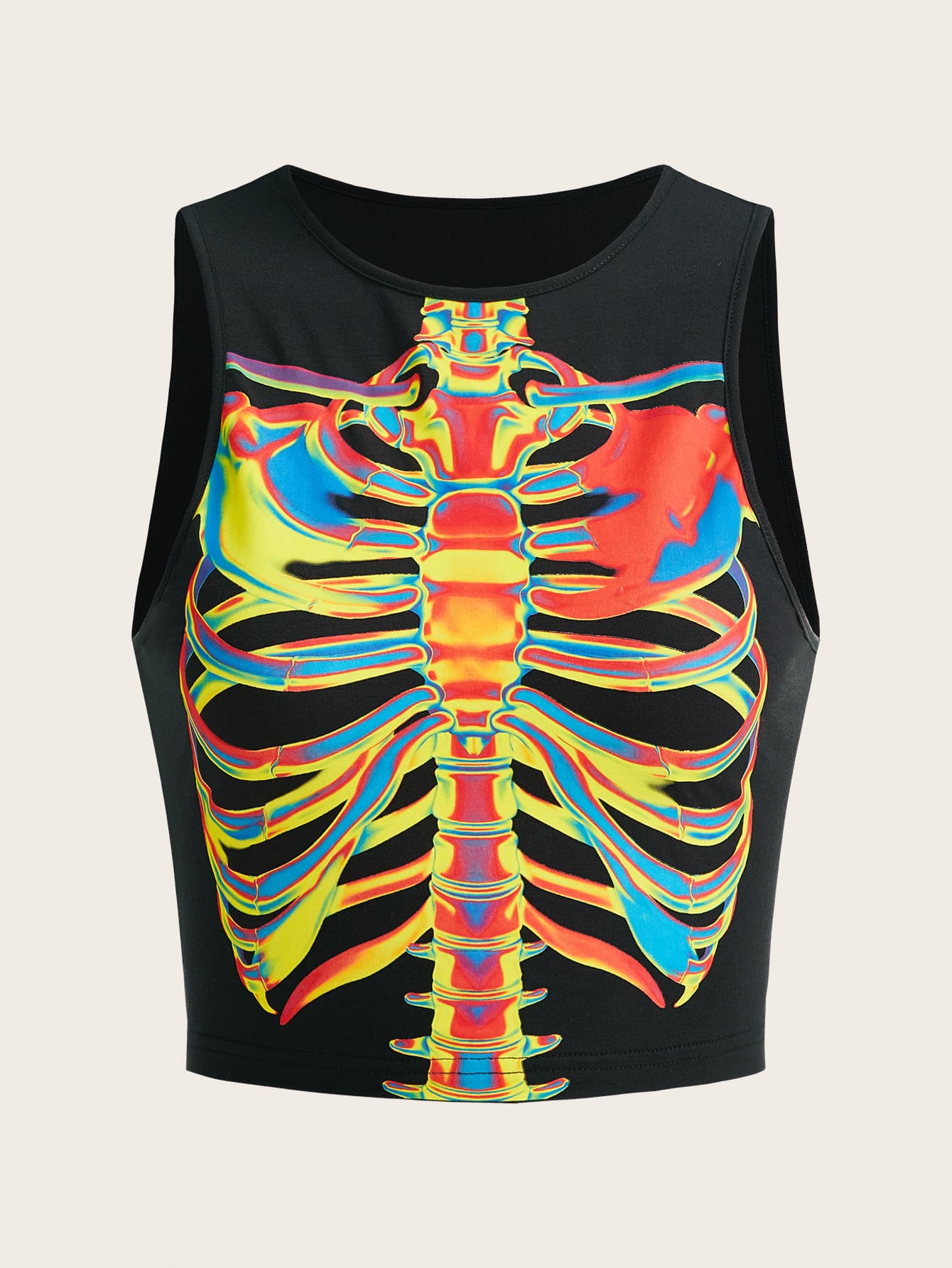 SHEIN ICON Skeleton Print Crop Tank Top
