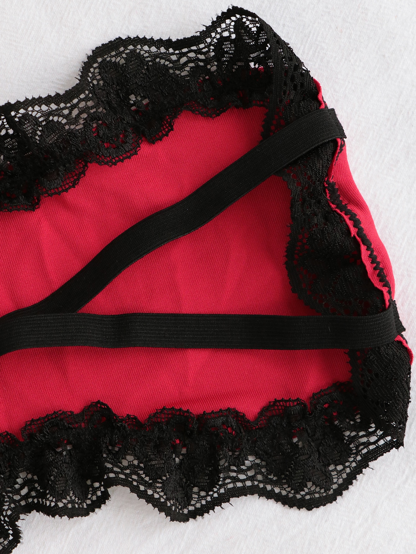 Colorblock Contrast Lace Lingerie Set With Eyeshade Shein Usa