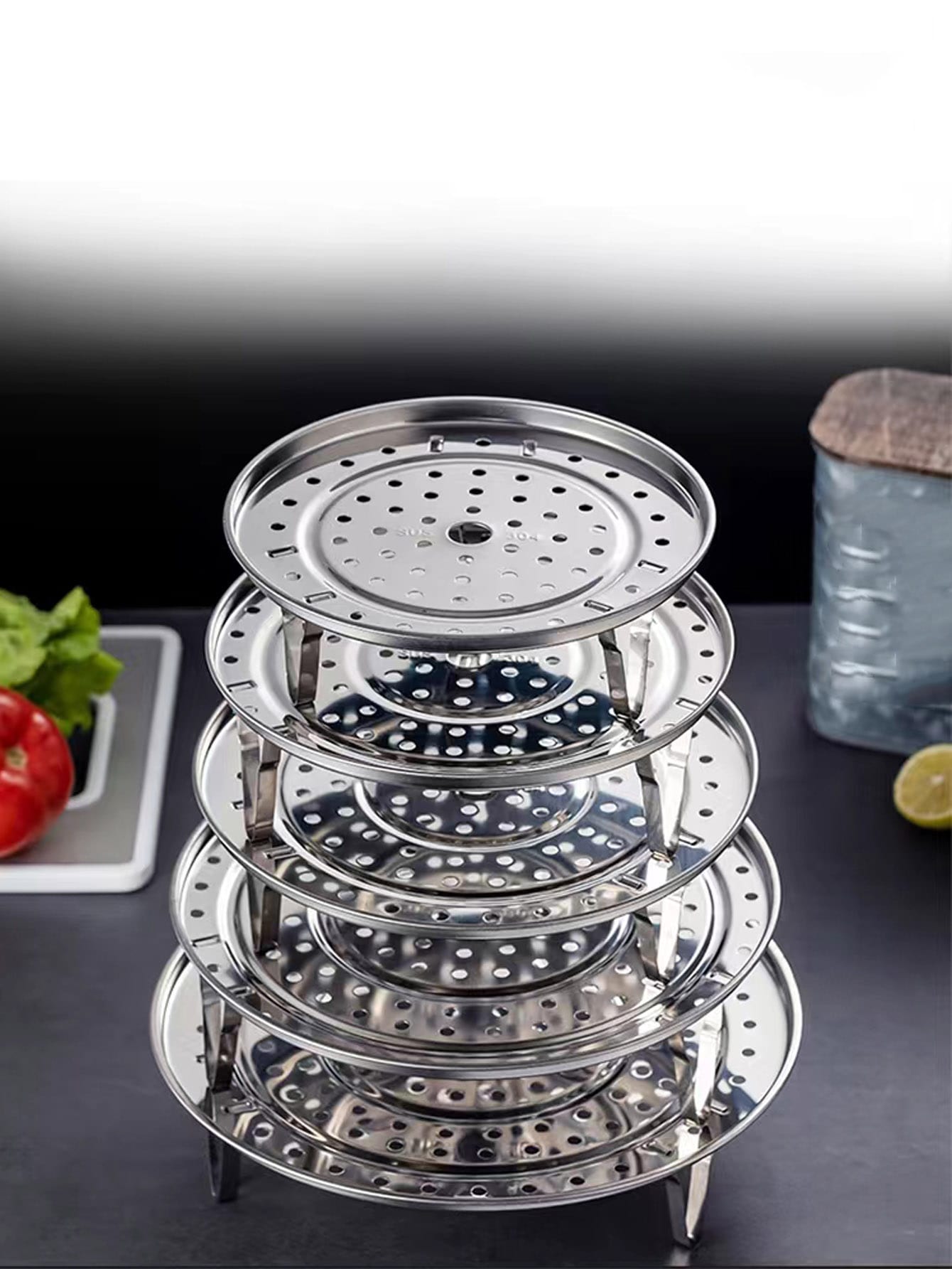 1pc Stainless Steel Steamer Cooker Plate Shelf, Cookware Dumpling Bread