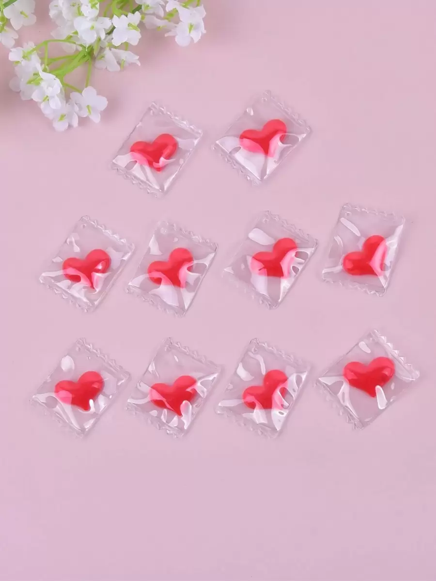 10pcs Heart-Shaped Candy DIY Jewelry Pendant Valentine's Day