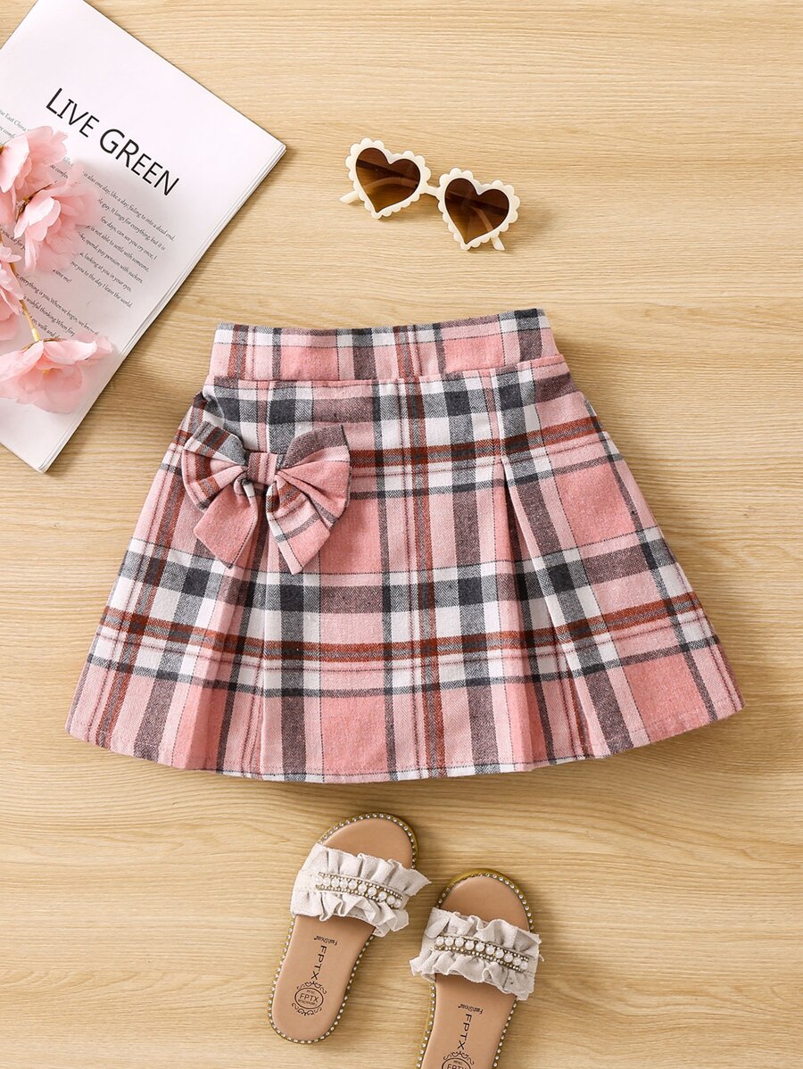 SHEIN Young Girl Pink Gingham Casual Simple College Style Versatile Skirt For Summer,Holiday,Summer,Travel
