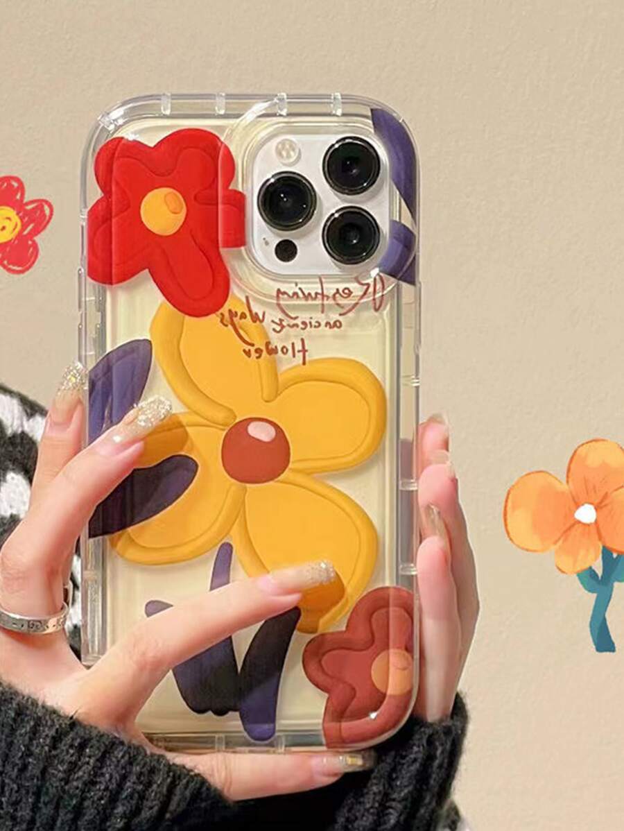 Summer Floral Pattern Clear Phone Case Compatible With IPhone 15/15Pro/15Plus/15Promax