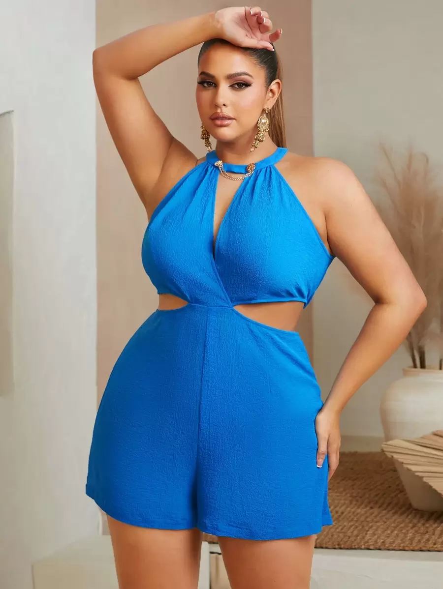 SHEIN SXY Casual Eenkleurig Grote maat jumpsuit Uitgeknipt