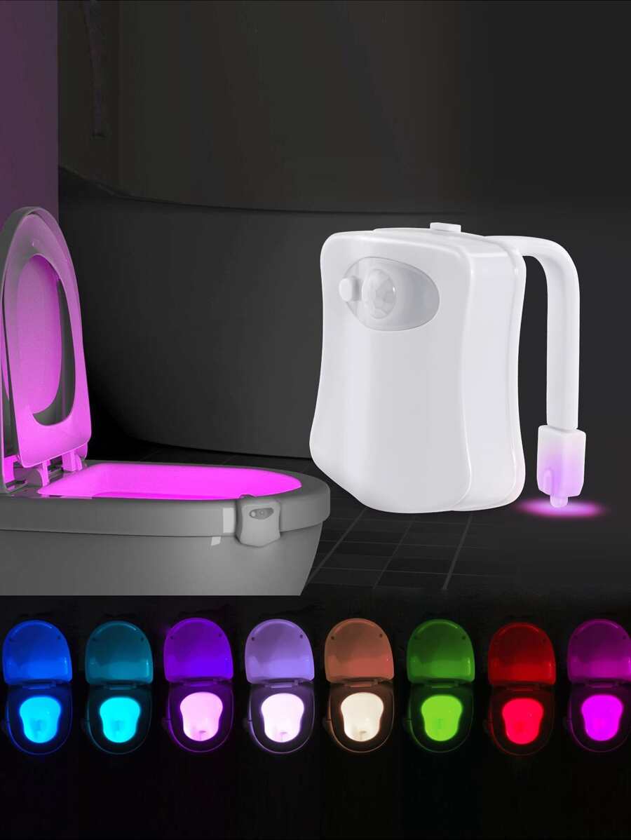 1 pezzo Luce colorata per WC quadrata, luce per il bagno con sensore di movimento per la notte, illuminazione a cambiamento di colore