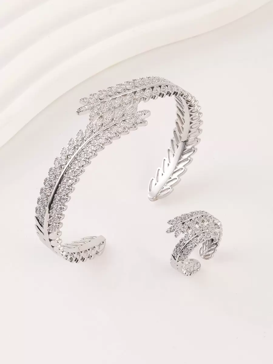 strass folha decoração Pulseira de manguito & Anel de manguito